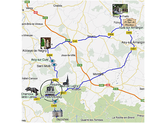 Carte-touristique d'Ancy-le-Franc  Vezelay