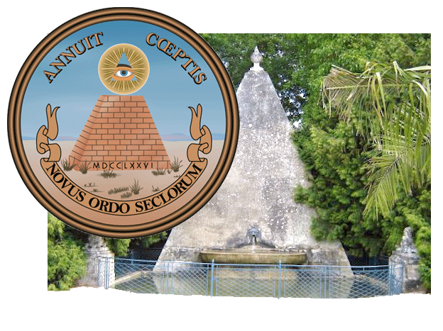 pyramide du château d'Ancy-le-Franc et revers du grand sceau des États-Unis