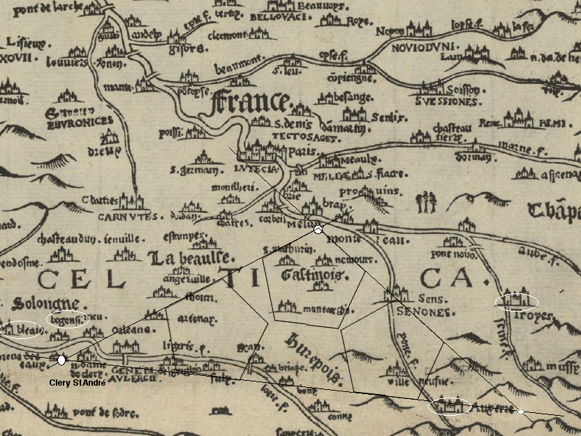 carte 3 chateaux Oronce Finé 1538
