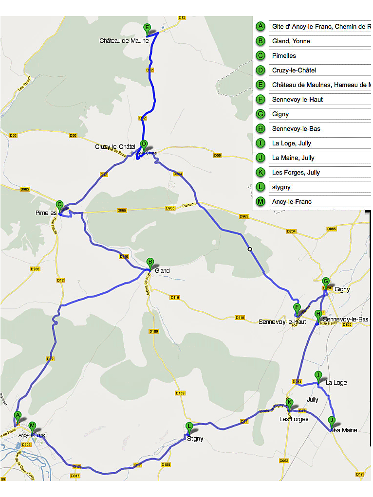 carte touristique d'Ancy-le-Franc  Maulne