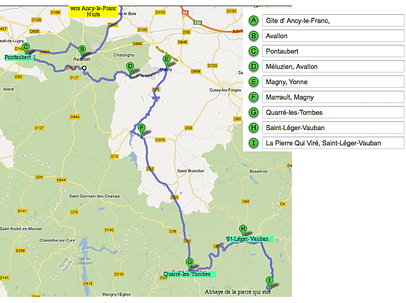 carte touristiquue de l'Avallonnais