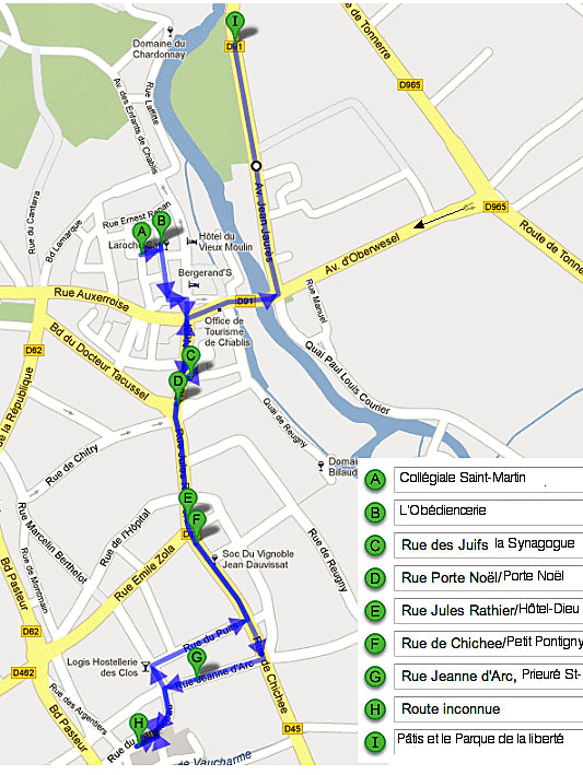 Carte touristique de Chablis