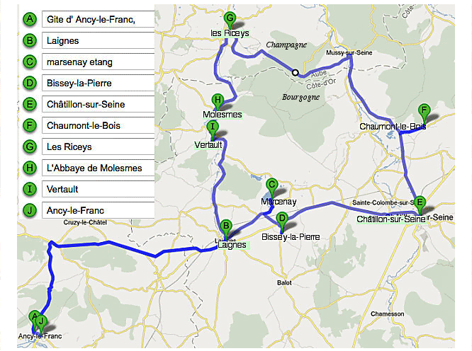 carte touristique du Chatillonnais